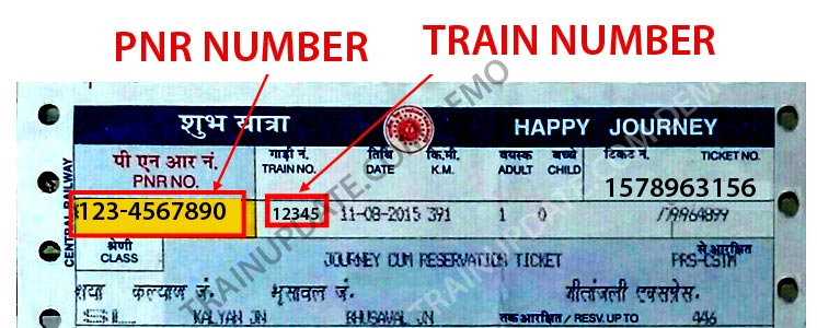 PNR number on i-ticket